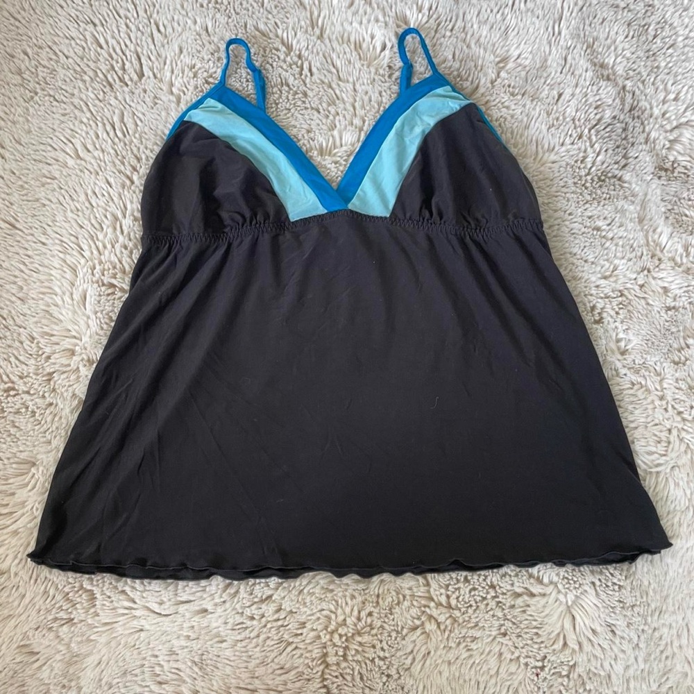 Large Secret Treasures black and blue babydoll style tank top